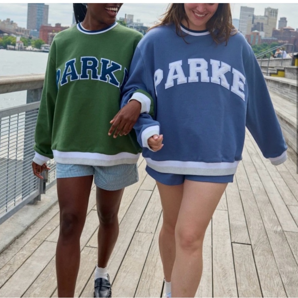 French Terry Vintage Varsity Crewneck Sweatshirt in Matcha Small/Medium